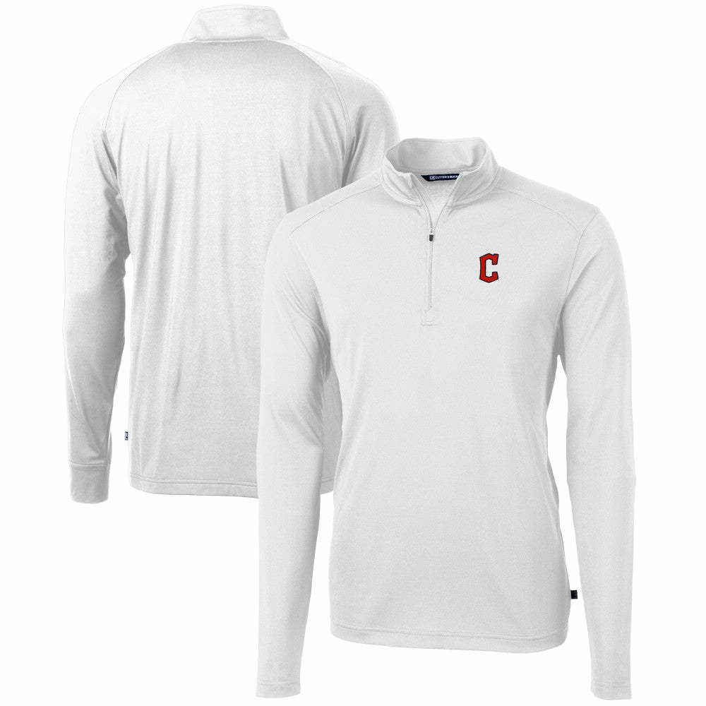White Cleveland Guardians Cutter & Buck Virtue Eco Pique Recycled Quarter-Zip Pullover Top