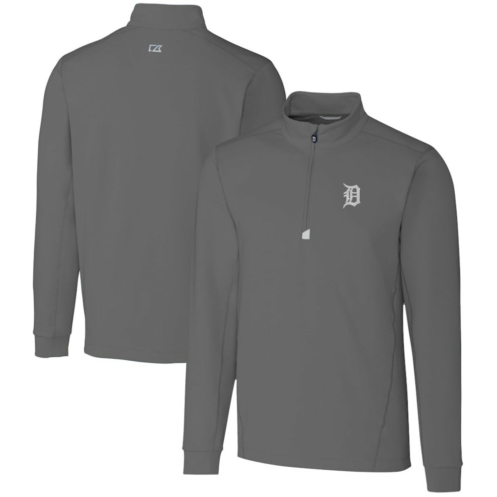 Gray Detroit Tigers Cutter & Buck Big & Tall Traverse Stretch Quarter-Zip Pullover Top