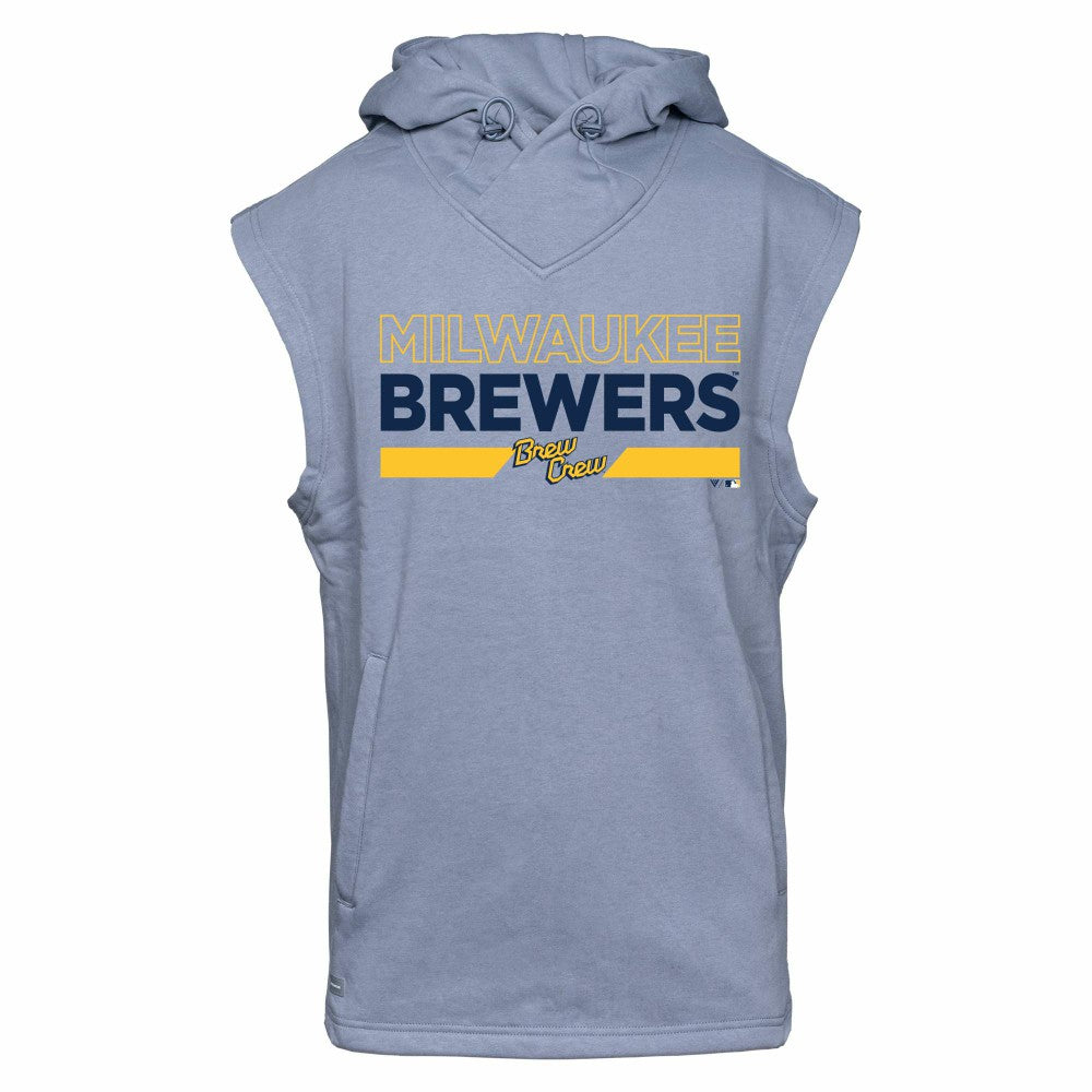 Gray Milwaukee Brewers Levelwear City Connect Throttle No Hitter Hoodie Sleeveless T-Shirt