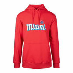 Red Miami Marlins Levelwear City Connect Podium Core Logo Pullover Hoodie