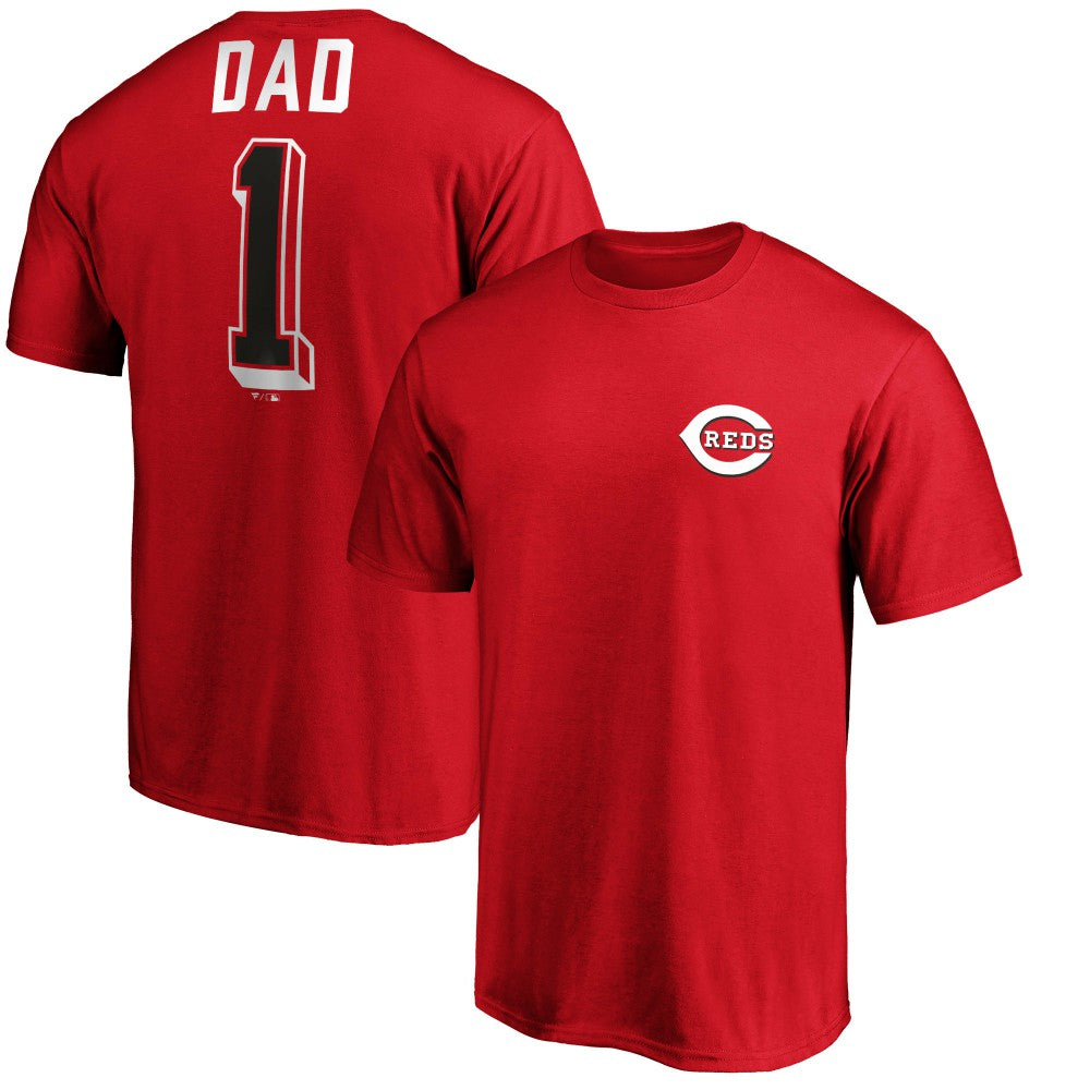 Red Cincinnati Reds Number One Dad T-Shirt