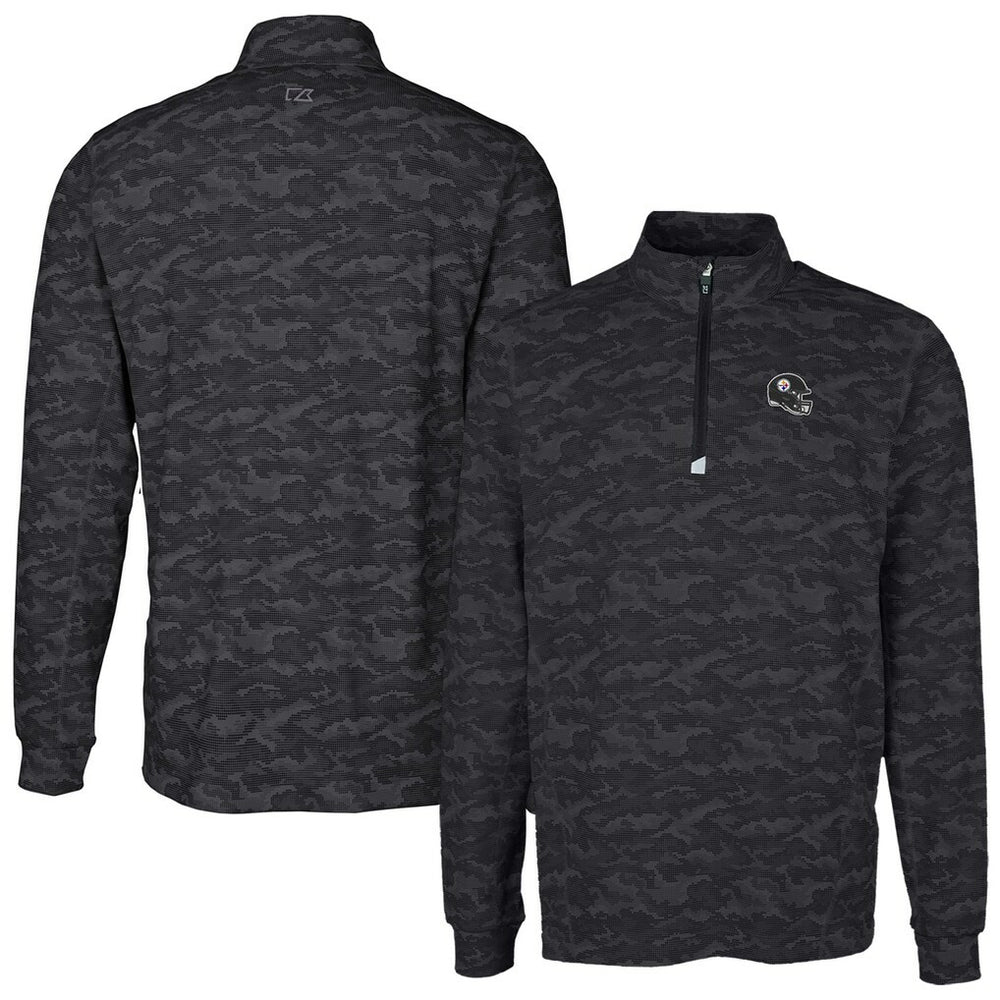 Cutter & Buck Helmet Traverse Camo Print Stretch Quarter-Zip Pullover Top - Pittsburgh Steelers Pullover