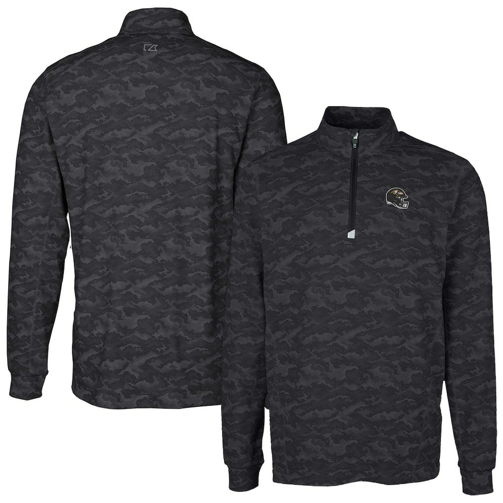 Cutter & Buck Helmet Traverse Camo Print Stretch Quarter-Zip Pullover Top - Baltimore Ravens Pullover