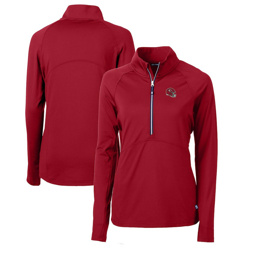 Cutter & Buck Women's Helmet Logo Adapt Eco Knit Stretch Recycled Half-Zip Pullover Top - Kansas City Chiefs Pullover
