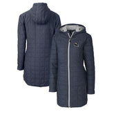 Cutter & Buck Women's Helmet Logo Rainier Primaloft Eco Insulated Hooded Long Coat - Denver Broncos