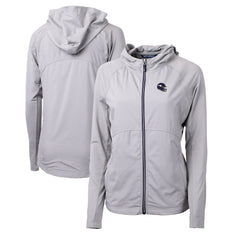 Cutter & Buck Women's Helmet Logo Adapt Eco Knit Hybrid Recycled Full-Zip Hoodie - Minnesota Vikings Hoodies