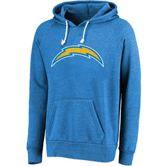 Justin Herbert Majestic Threads Name & Number Tri-Blend Pullover Hoodie - Los Angeles Chargers Hoodies