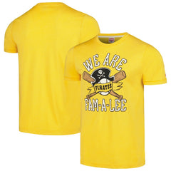 Gold Pittsburgh Pirates Homage Doodle Collection We Are Fam-A-Lee Tri-Blend T-Shirt