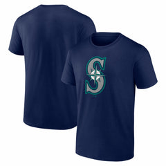 Navy Seattle Mariners Logo Athletic Official Logo T-Shirt