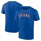 Royal Texas Rangers Logo Athletic Wordmark T-Shirt