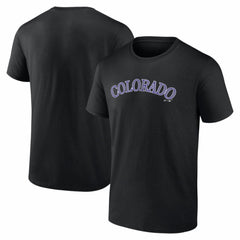 Black Colorado Rockies Logo Athletic Wordmark T-Shirt