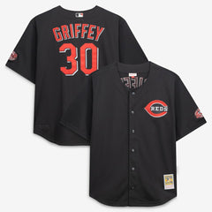Black Ken Griffey Jr. Cincinnati Reds Mitchell & Ness Big & Tall Cooperstown Mesh Batting Practice Jersey