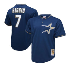 Navy Craig Biggio Houston Astros Mitchell & Ness 1991 Cooperstown Collection Mesh Pullover Jersey
