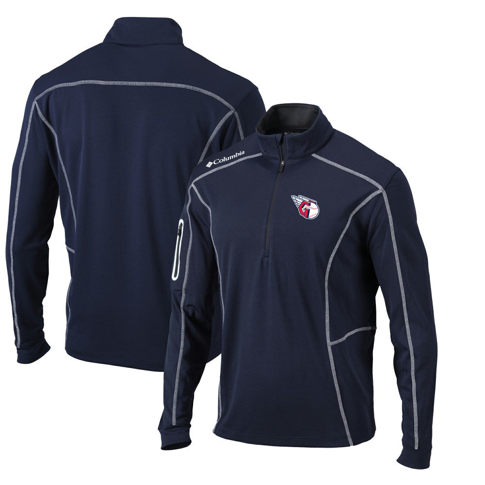 Navy Cleveland Guardians Columbia Omni-Wick Shotgun Quarter-Zip Pullover Top