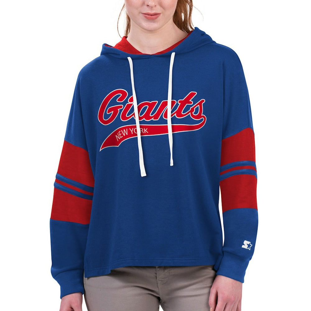 Starter Women's Bump And Run Long Sleeve Hoodie T-Shirt - New York Giants Hoodies