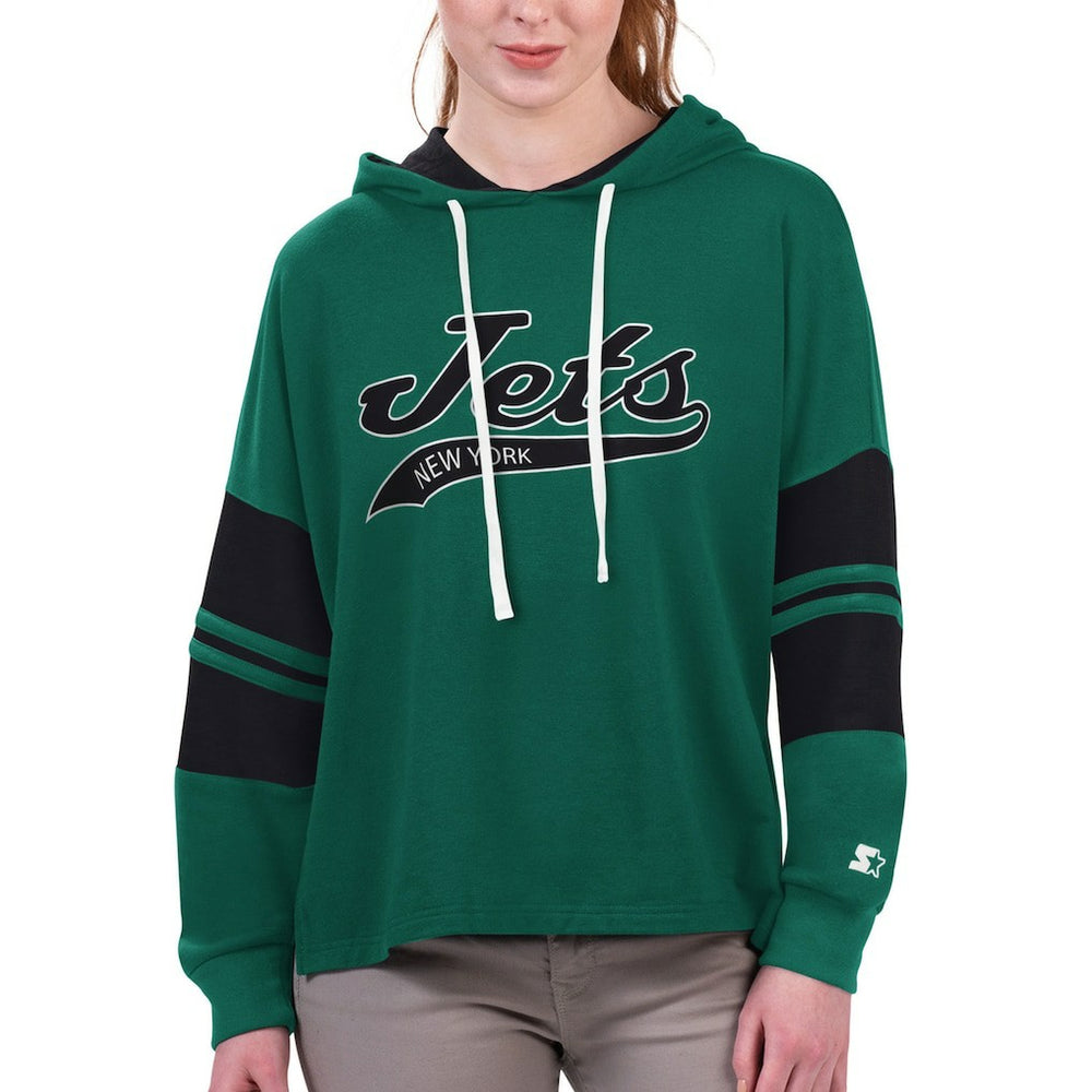 Starter Women's Bump And Run Long Sleeve Hoodie T-Shirt - New York Jets Hoodies