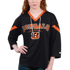 Starter Women's Rally Lace-Up 3/4 Sleeve T-Shirt - Cincinnati Bengals T-shirts
