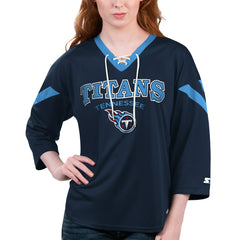 Starter Women's Rally Lace-Up 3/4 Sleeve T-Shirt - Tennessee Titans T-shirts