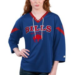 Starter Women's Rally Lace-Up 3/4 Sleeve T-Shirt - Buffalo Bills T-shirts