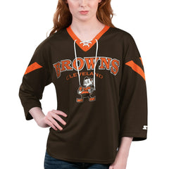 Starter Women's Rally Lace-Up 3/4 Sleeve T-Shirt - Cleveland Browns T-shirts