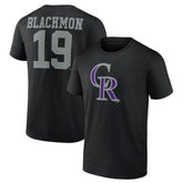 Black Charlie Blackmon Colorado Rockies Player Icon Name & Number T-Shirt