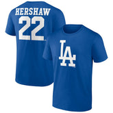 Royal Clayton Kershaw Los Angeles Dodgers Player Icon Name & Number T-Shirt