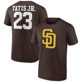 Brown Fernando Tatis Jr. San Diego Padres Player Icon Name & Number T-Shirt