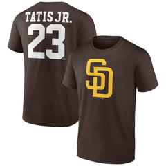 Brown Fernando Tatis Jr. San Diego Padres Player Icon Name & Number T-Shirt