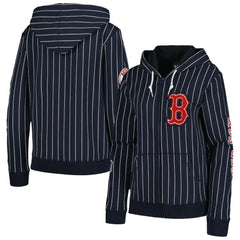 Navy Boston Red Sox New Era Women's Pinstripe Tri-Blend Full-Zip Jacket