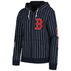 Navy Boston Red Sox New Era Women's Pinstripe Tri-Blend Full-Zip Jacket