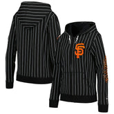 Black San Francisco Giants New Era Women's Pinstripe Tri-Blend Full-Zip Jacket