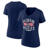 Navy Colorado Rockies Women's Americana Team V-Neck T-Shirt