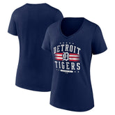 Navy Detroit Tigers Women's Americana Team V-Neck T-Shirt