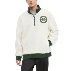 Tommy Hilfiger Jordan Sherpa Quarter-Zip Sweatshirt - Green Bay Packers Sweatshirts