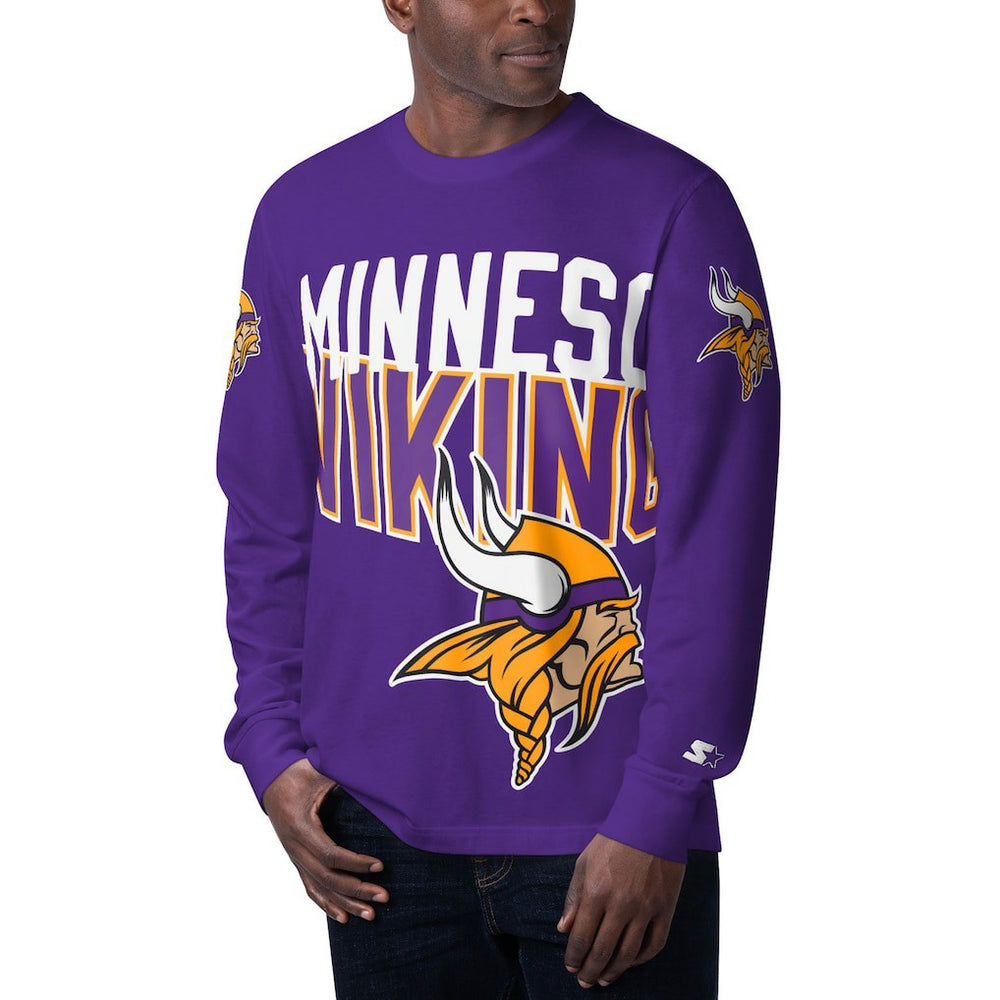 Starter Clutch Hit Long Sleeve T-Shirt - Minnesota Vikings T-shirts