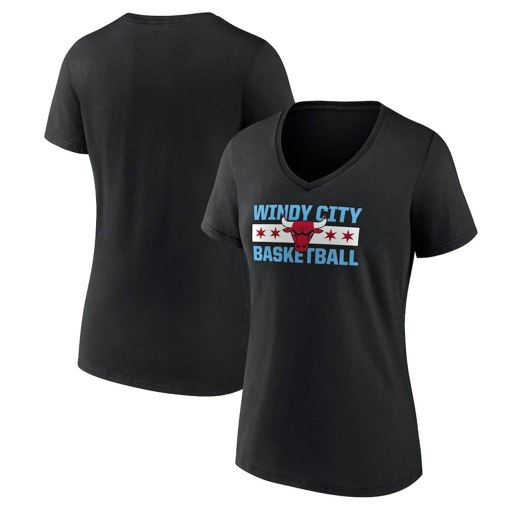 Chicago Bulls Women's Hometown Collection Windy City V-Neck T-Shirt sale