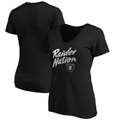 Women's Hometown Collection Raider Nation V-Neck T-Shirt - Las Vegas Raiders T-shirts