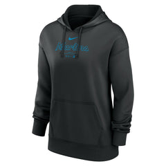Black Miami Marlins Nike Women's Authentic Collection Performance Pullover Hoodie