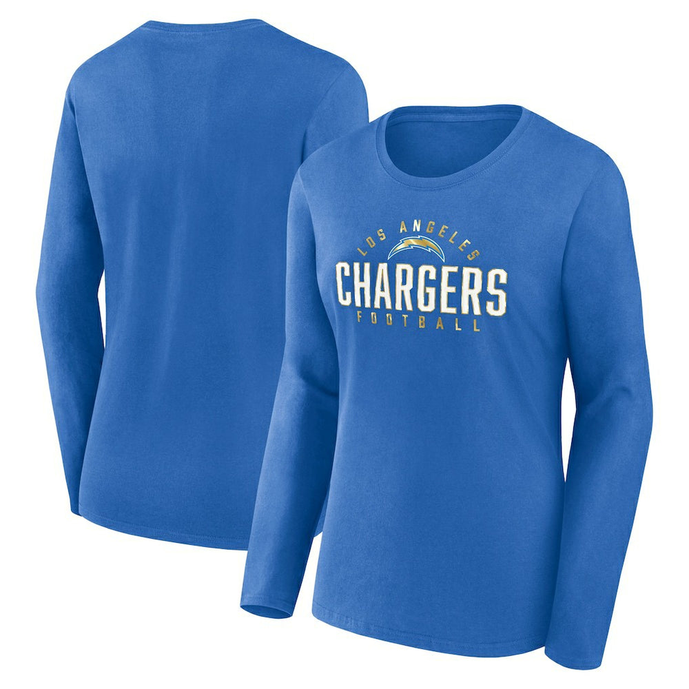Women's Plus Size Foiled Play Long Sleeve T-Shirt - Los Angeles Chargers T-shirts