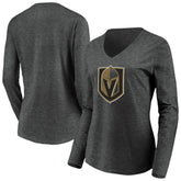 NHL Vegas Golden Knights Women's Primary Logo V-Neck Long Sleeve T-Shirt