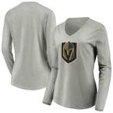 NHL Vegas Golden Knights Women's Primary Logo V-Neck Long Sleeve T-Shirt