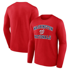 Red Washington Nationals Logo Athletic Heart & Soul Long Sleeve T-Shirt