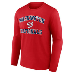 Red Washington Nationals Logo Athletic Heart & Soul Long Sleeve T-Shirt