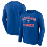 Royal Texas Rangers Logo Athletic Heart & Soul Long Sleeve T-Shirt