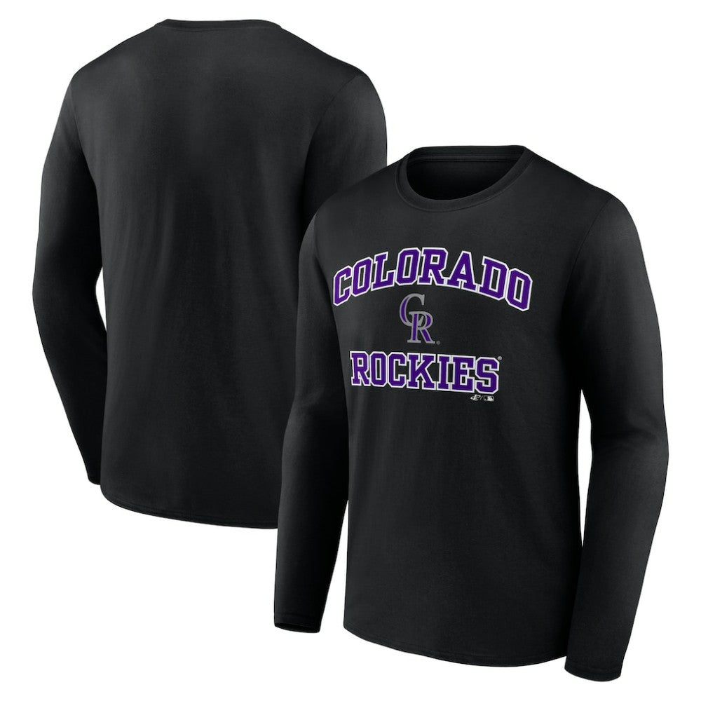 Black Colorado Rockies Logo Athletic Heart & Soul Long Sleeve T-Shirt
