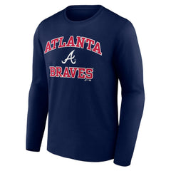 Navy Atlanta Braves Logo Athletic Heart & Soul Long Sleeve T-Shirt
