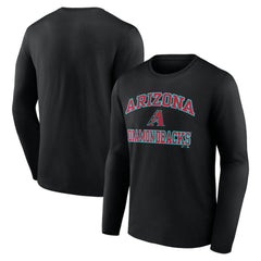 Black Arizona Diamondbacks Logo Athletic Heart & Soul Long Sleeve T-Shirt
