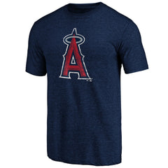 Heather Navy Los Angeles Angels Official Logo Tri-Blend T-Shirt