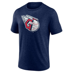 Heather Navy Cleveland Guardians Official Logo Tri-Blend T-Shirt
