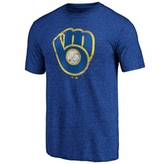Heather Royal Milwaukee Brewers Official Logo Tri-Blend T-Shirt